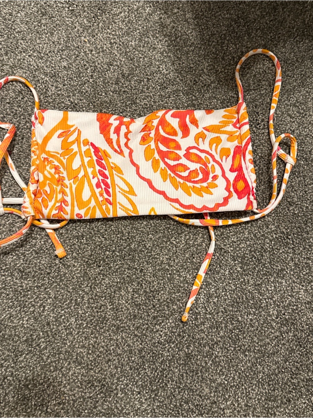 SHEIN Orange & Pink Paisley Bandeau Bikini Top